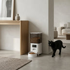 Distributeur croquettes connecté chat avec finition et gamelle inox