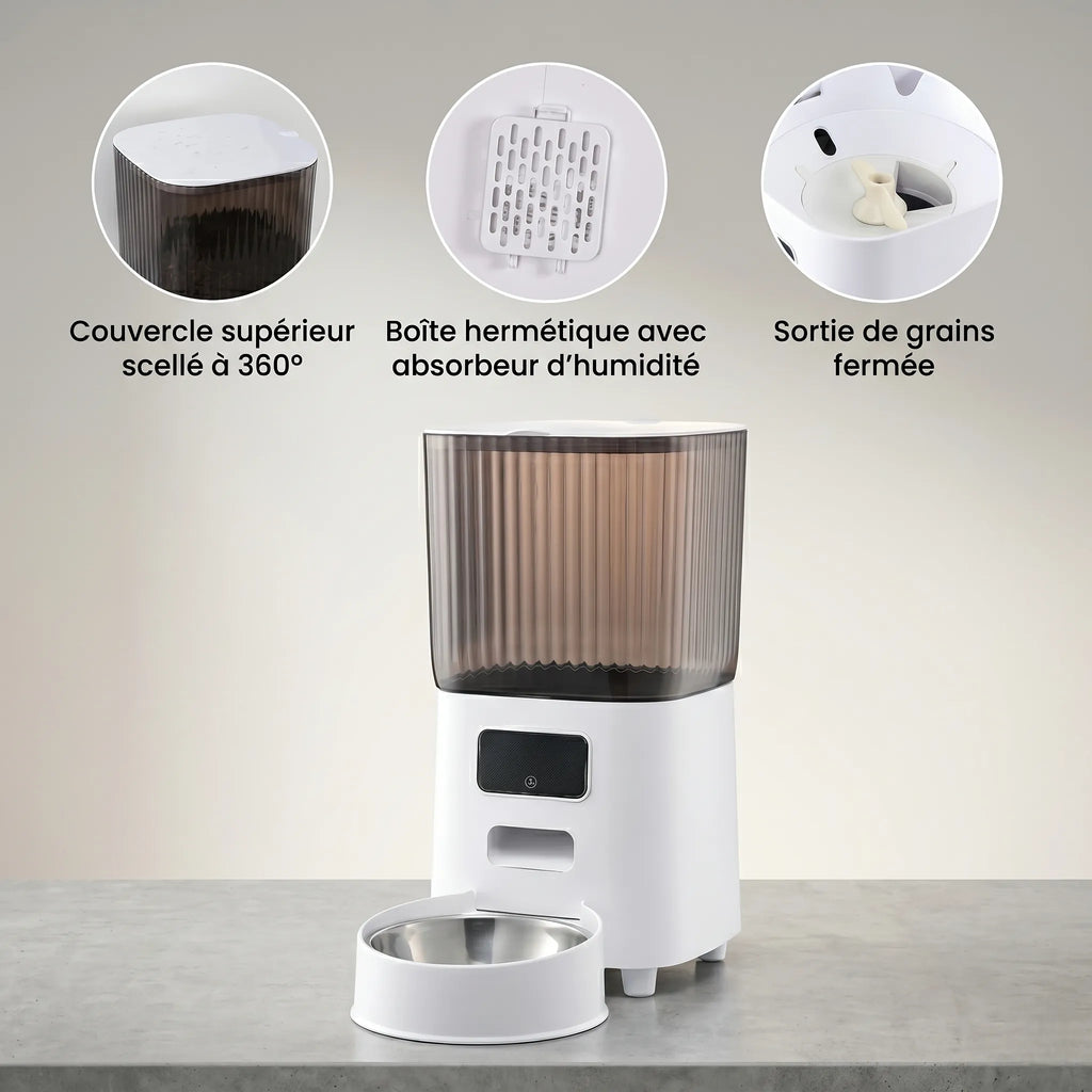 Gamelle automatique chat en acier inoxydable facile à nettoyer