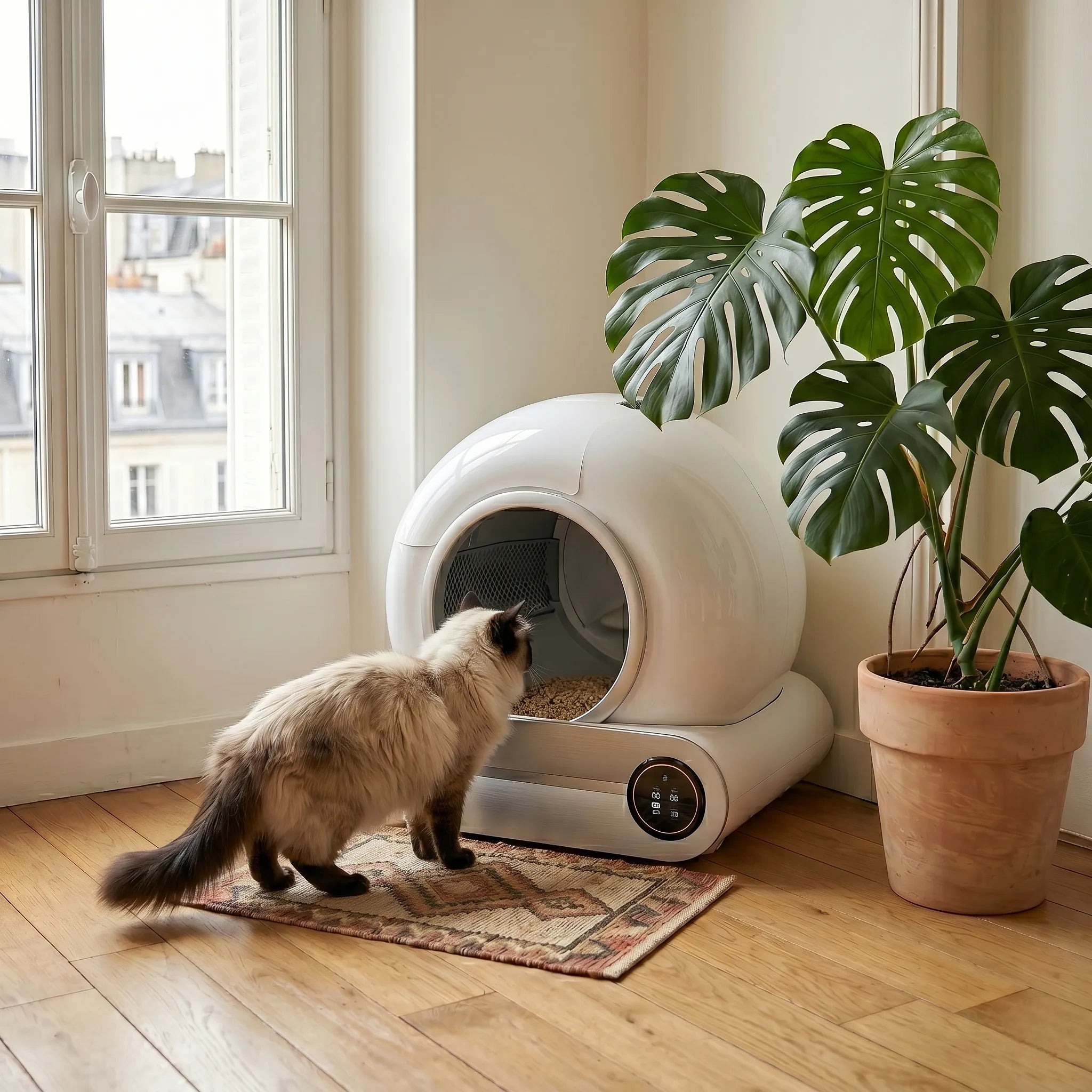 Toilette automatique pour chat Maison Féline avec finitions premium